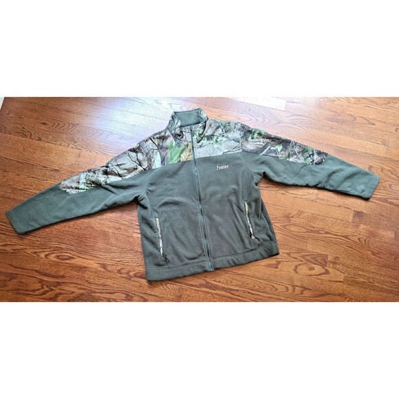 Rocky Men's XL Olive Green Fleece Full Zip Camo Jacket Hunting Outdoor apg - Picture 1 of 11